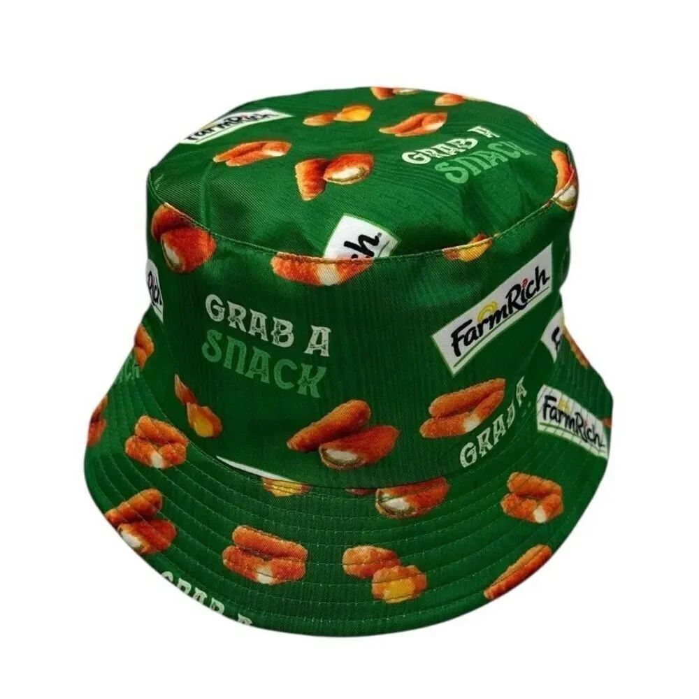 New Farm Rich Promotional Bucket Hat Green Never Worn 8 Inch Head Measurement